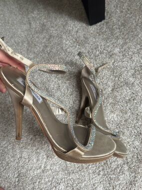 Steve Madden Champagne Gold Crystal Strap High Heels
